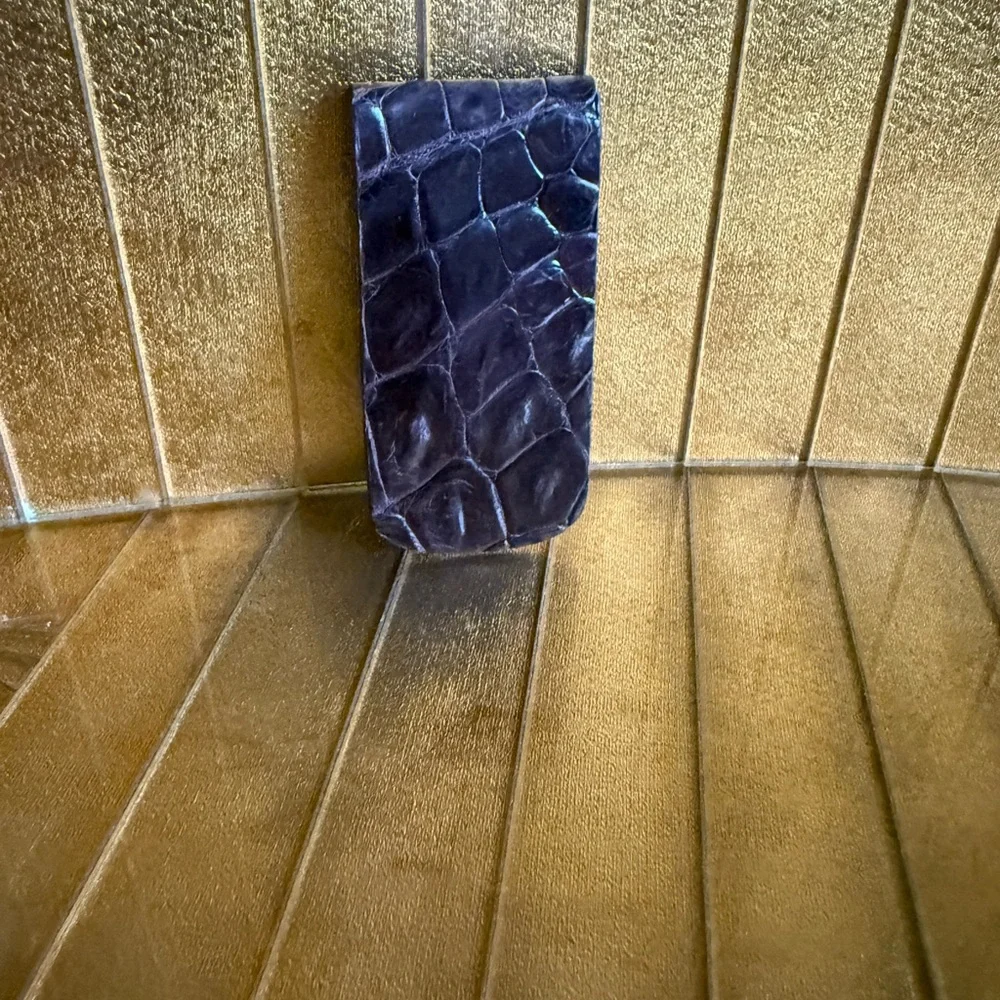 🐊 elegant authentic real Brown Italian Crocodile Leather Money Clip 🐊